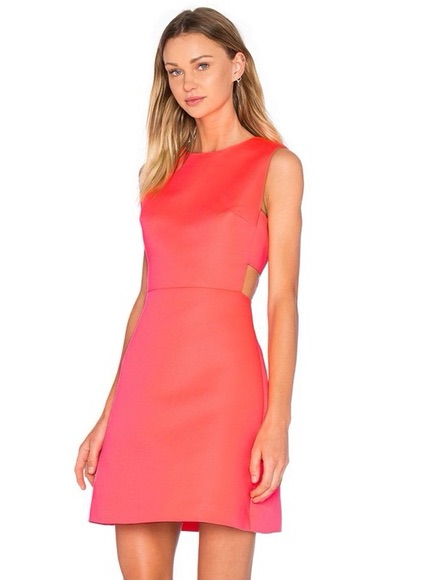 Kate Spade Bright Neon Coral Breath Of Fresh Air Side Cut-Out Sleeveless Dress